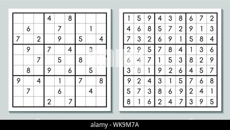 Vector sudoku with the answer. Puzzle game Stock Vector