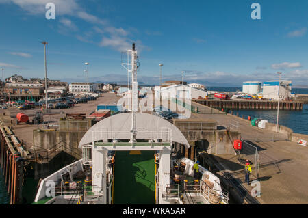 On board the CalMac ferry Coruisk at Mallaig Highland Scotland Stock Photo