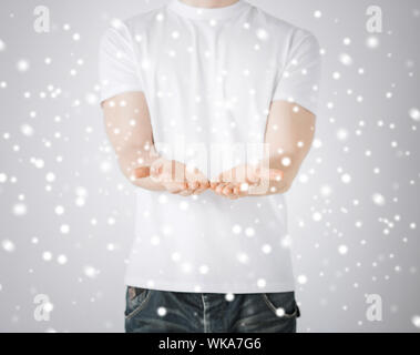 mans hands showing something Stock Photo
