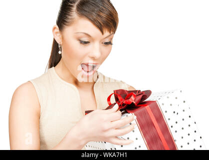 happy woman with gift box Stock Photo