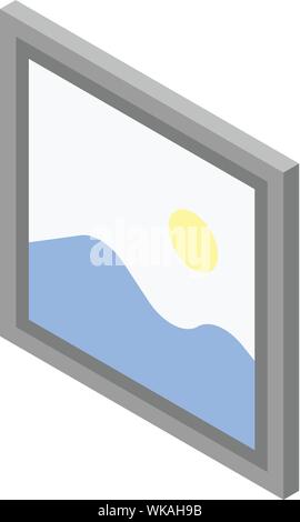 Wall picture icon, isometric style Stock Vector