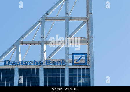 The logo and name on the Deutsche Bank building in Sydney a 240m high sky scraper at 126 Phillip Street in the Sydney CBD, Australia Stock Photo