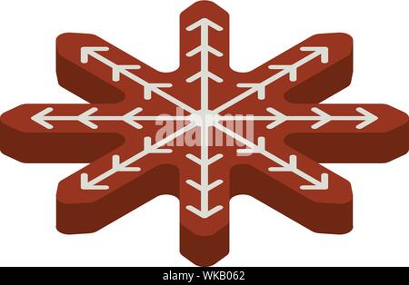 Gingerbread snowflake icon, isometric style Stock Vector