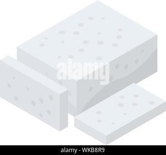 Greek feta cheese icon, isometric style Stock Vector