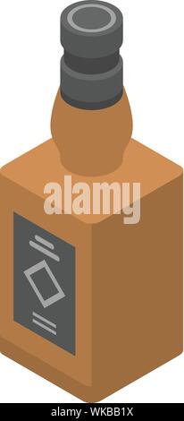 Whiskey bottle icon, isometric style Stock Vector