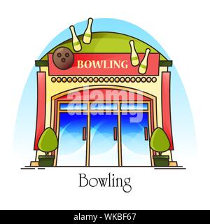 Bowling club or house. Facade or front view Stock Vector