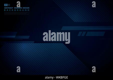 Abstract blue tech square overlap technology of dark background. Use for presentation, annual report, template design, artwork. illustration vector Stock Vector