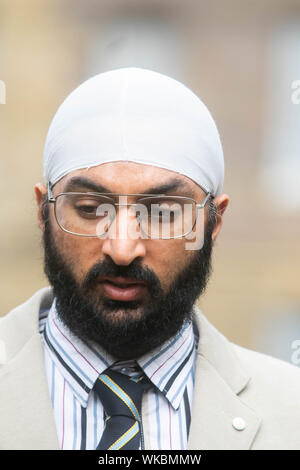 Westminster London, UK. 4th September 2019. Former England International Cricketer Mudhsuden Singh Panesar also known as Monty Panesar spotted at College Green Westminster Credit: amer ghazzal/Alamy Live News Stock Photo