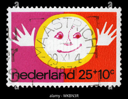 Stamp issued in Iceland shows Child Care, circa 1971. Stock Photo