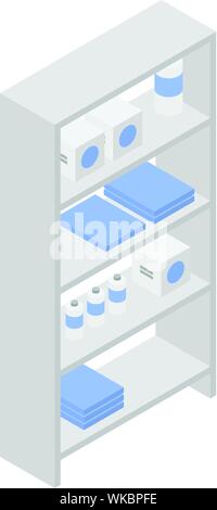Pharmacy shelf icon, isometric style Stock Vector