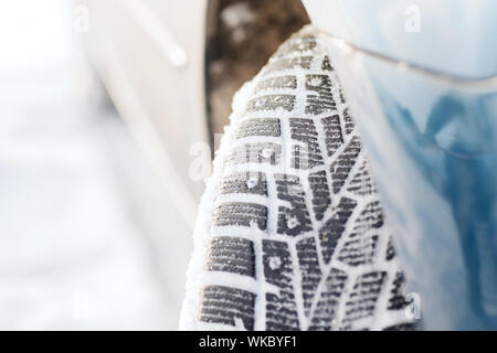 closeup of car winter tire