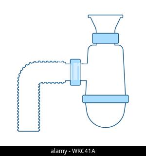 Bathroom Siphon Icon. Thin Line With Blue Fill Design. Vector Illustration. Stock Vector