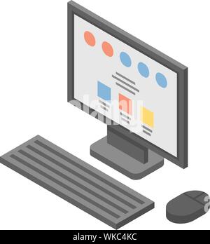 Computer milk factory icon, isometric style Stock Vector