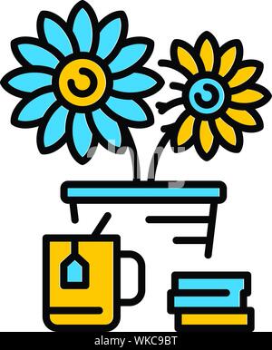 Desktop flower pot icon, outline style Stock Vector