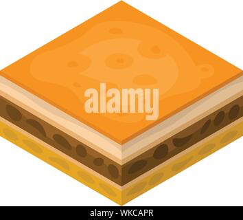 Slice cake icon, isometric style Stock Vector