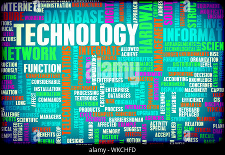 Technology Concept as a Abstract Word Cloud Art Stock Photo