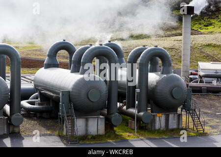 Hellisheidi sustainable energy geothermal power plant station in Hengill, Iceland Stock Photo