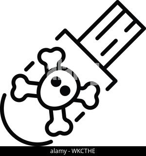 Hacker usb flash icon, outline style Stock Vector
