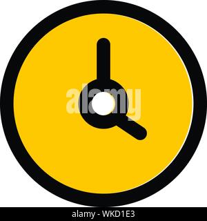 Yellow wall clock icon, outline style Stock Vector