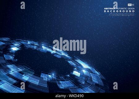 Abstract blue technology futuristic big data background. Use for presentation, ad, artwork, template design, annual report. illustration vector eps10 Stock Vector