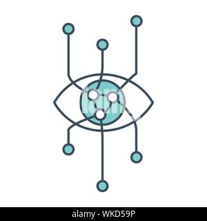 Eye icon with ai neural network inside Stock Vector
