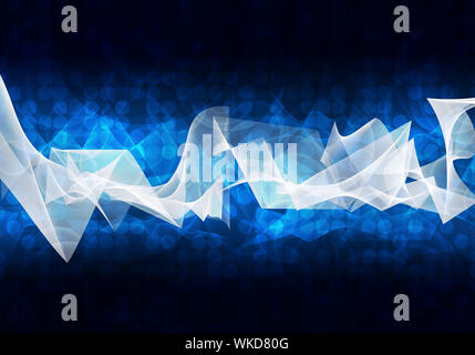 Glowing circles and waves. Hi-tech technological background Stock Photo