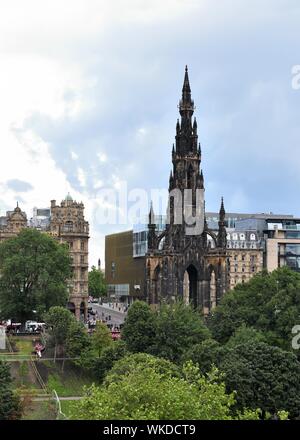 Victorian memorial in honour of the writer Sir Walter Scott, situated on Princes Street, Edinburgh, Scotland, UK, Europe Stock Photo