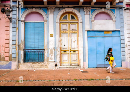 Uruguay: Montevideo; Calle Emilio Reus, a street with colourful facades and beautiful houses with wall painted by local artists. Stock Photo