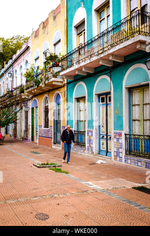 Uruguay: Montevideo; Calle Emilio Reus, a street with colourful facades and beautiful houses with wall painted by local artists. Stock Photo