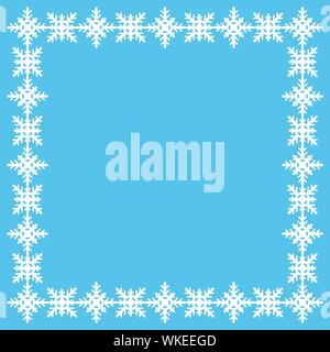 Beautiful winter frame made of snowflakes on blue. Christmas vector background. EPS10 Stock Vector