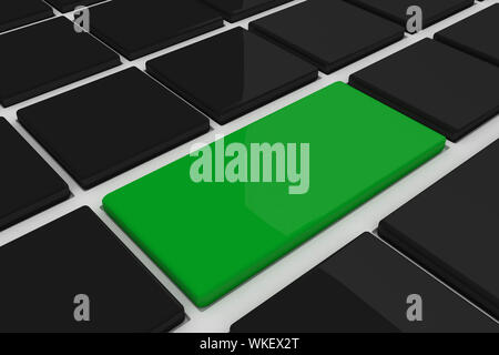 Black keyboard with one green key Stock Photo