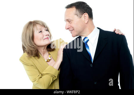 Loving couple isolated over white background Stock Photo