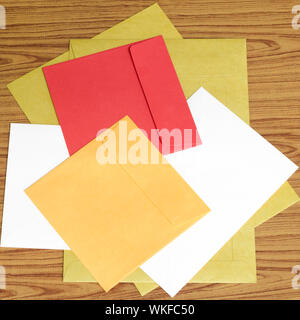 envelope on wood background Stock Photo
