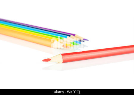 Lot of whole colored pencil isolated on white background Stock Photo