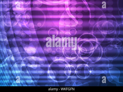 Glowing waves and circles. Hi-tech technological background Stock Photo