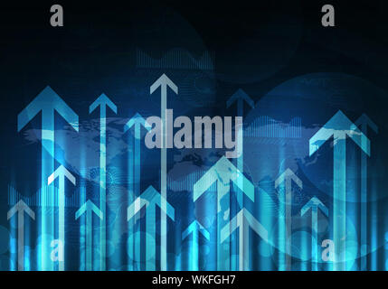 Glowing graphs and arrows. Hi-tech technological background Stock Photo