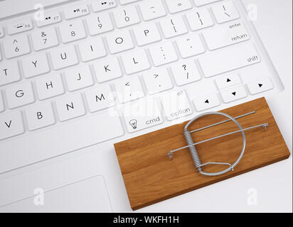 Mousetrap on the keyboard. View from above Stock Photo