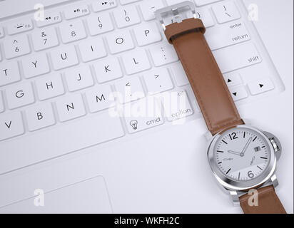 Watch on the keyboard. View from above Stock Photo