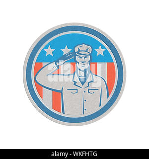 American Soldier Salute Flag Circle Retro Stock Photo - Alamy
