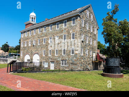 The Wilkinson Mill at the Slater Mill Historic Site textile museum complex on the Blackstone River in Pawtucket Rhode Island USA Stock Photo
