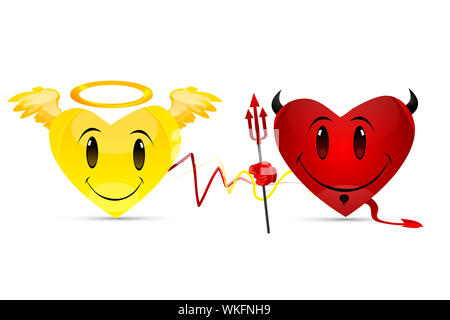 illustration of devil hearts on white background Stock Photo