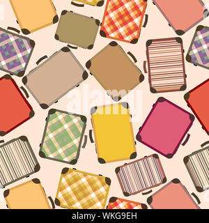Seamless background with luggages/suitcases in colors Stock Photo