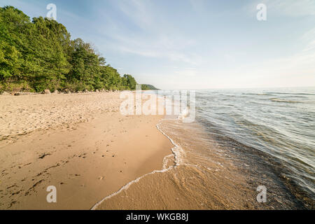 Empty white sand beach in the summer, near the Stenshuvud National Park, Osterlen, Skane, Sweden, Scandinavia. Stock Photo