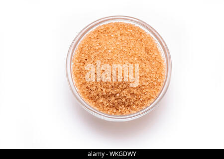 Brown Sugar, Demerara Sugar, isolated on white background Stock Photo