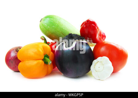 Assorted garden vegetables isolated on white background Stock Photo