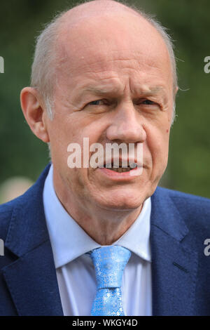 Westminster, London, 04th Sep 2019. Damian Green, MP, Conservative, former First Secretary of State and Minister for the Cabinet Office, is interviewed on College Green. Credit: Imageplotter/Alamy Live News Stock Photo