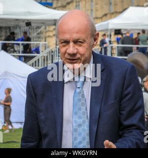 Westminster, London, 04th Sep 2019. Damian Green, MP, Conservative, former First Secretary of State and Minister for the Cabinet Office, is interviewed on College Green. Credit: Imageplotter/Alamy Live News Stock Photo