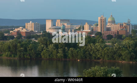 Downtown Harrisburg and the Susquehanna River from Negley Park at 418 Cumberland Road in Lemoyne, Pennsylvania Stock Photo