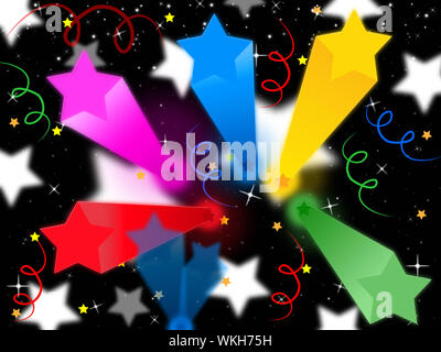 Stars Streamers Background Meaning Celestial Colors And Party Stock Photo