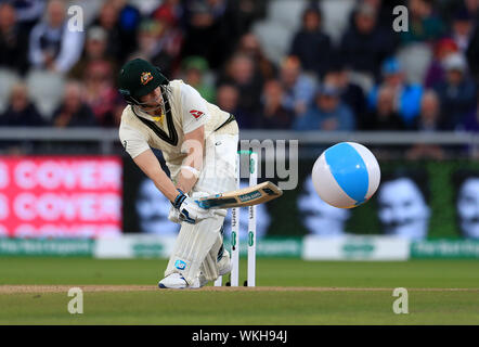 Australia's Steve Smith hits a beach ball during day one of the fourth Ashes Test at Emirates Old Trafford, Manchester. Stock Photo